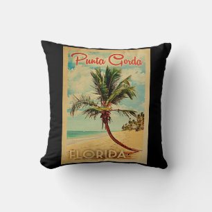 Punta Gorda Florida Palmenstrand Vintage Reise Kissen