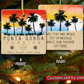 Punta Gorda Florida Retro Sunset Palm Baum 1960er Keramikornament