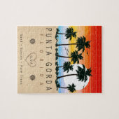 Punta Gorda Florida Retro Sunset Palm Baum 1960er Puzzle (Horizontal)