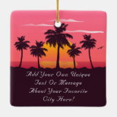 Punta Gorda Florida Retro Sunset Palm Baum 1980er Keramikornament (Rückseite)
