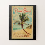Punta Gorda Jigsaw Puzzle Palm Tree Beach Retro<br><div class="desc">Punta Gorda Florida Design im Vintage Travel Stil mit einer Palme am Strand mit Ozean und Himmel.</div>