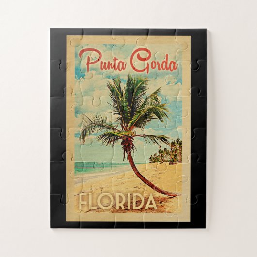 Punta Gorda Jigsaw Puzzle Palm Tree Beach Retro (Vertikal)