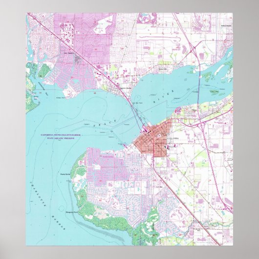 Punta Gorda & Port Charlotte Florida Karte (1957) Poster (Vorne)