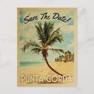 Punta Gorda Save the Date Vintag Beach Palm Tree Ankündigungspostkarte