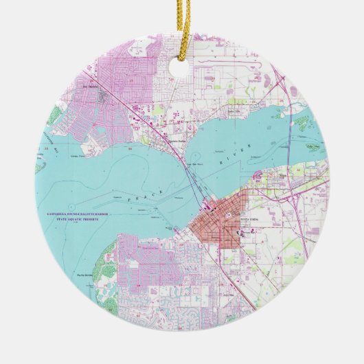 Punta Gorda u. Hafen Charlotte Florida Map (1957) Keramikornament (Vorne)