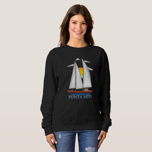Punta Mita Küste Nautical Segelschiff Sweatshirt (Vorne ganz)