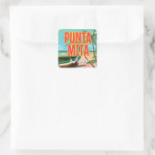 Punta Mita mexikanisches Beach Travel Poster. Quadratischer Aufkleber (Tasche)