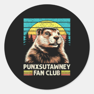 Punxsutawney-Grundmurmeltier-Retro-Fanclub Vintage Runder Aufkleber