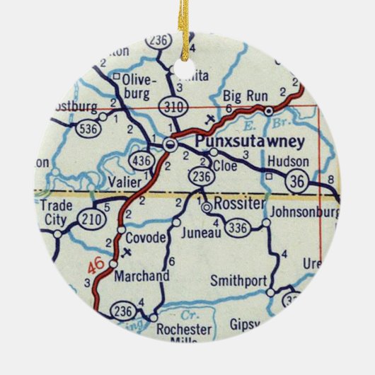 Punxsutawney Karte Keramik Ornament (Hinten)