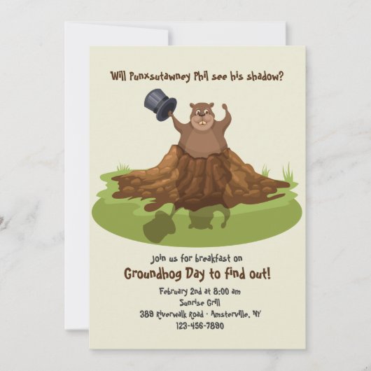 Punxsutawney Phil Groundhog Day Einladung (Vorderseite)