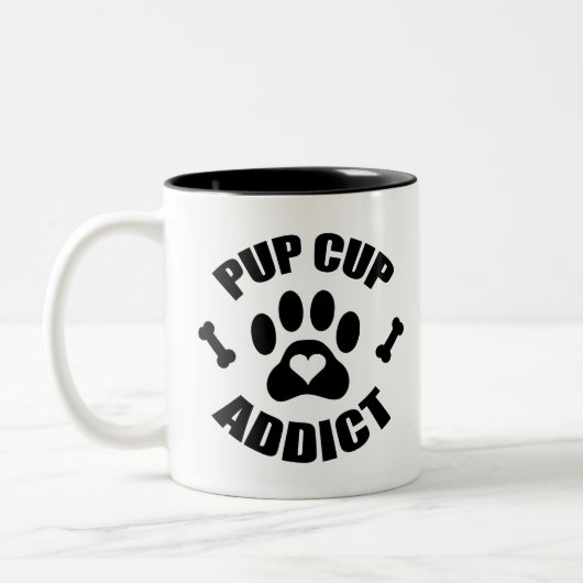 Pup Cup Addict Paw Print Zweifarbige Tasse (Links)