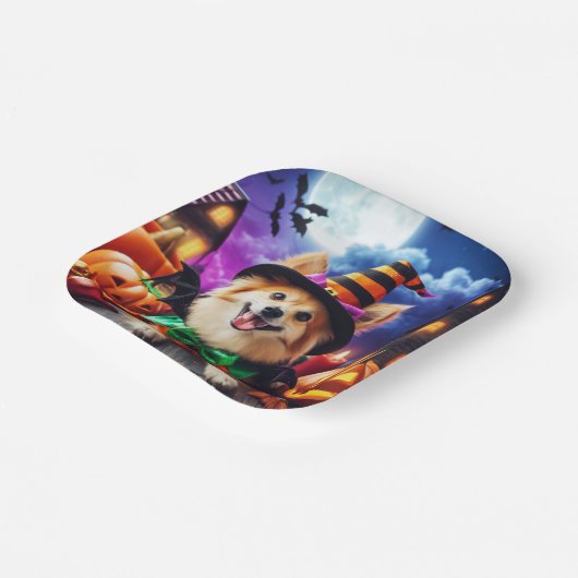 Pup-Halloween-Howl zaubern Pappteller (Gewinkelt)