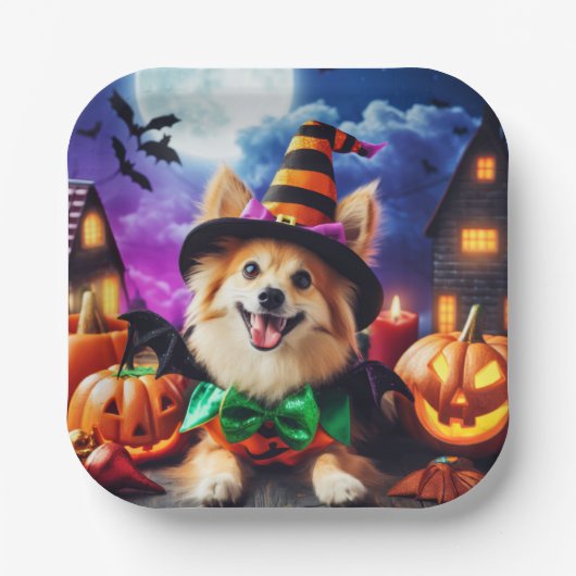 Pup-Halloween-Howl zaubern Pappteller (Vorderseite)