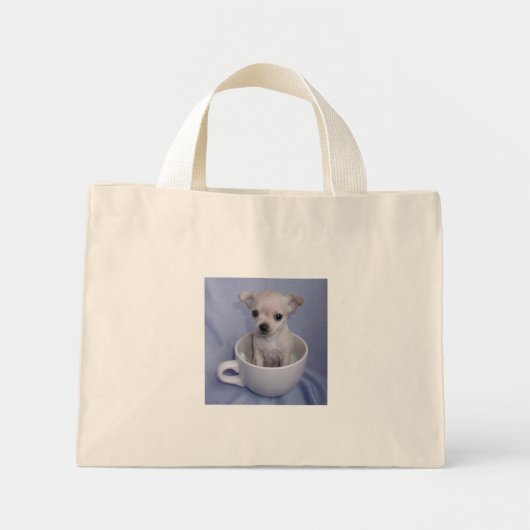 Pup in einem Cup Designer Bag Mini Stoffbeutel (Vorne)