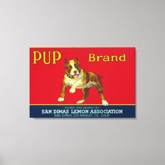 Pup Lemon LabelSan Dimas, CA Leinwanddruck (Vorderseite)