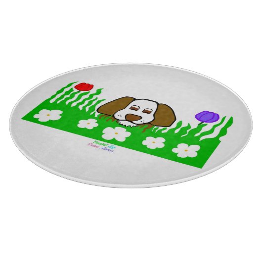 Pup N Play Round Glass Cutting Board 30,4 cm Schneidebrett (Ecke)