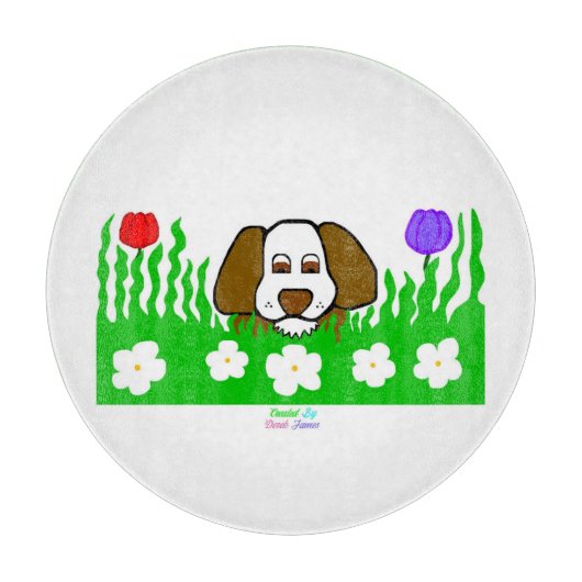 Pup N Play Round Glass Cutting Board 30,4 cm Schneidebrett (Vorderseite)