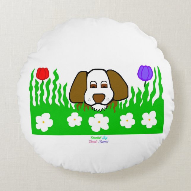 Pup N Play Round Throw Kissen (Vorderseite)