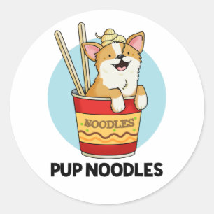 Pup Noodles Funny Cup Noodles Puff Runder Aufkleber