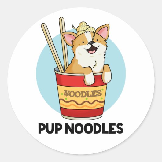 Pup Noodles Funny Cup Noodles Puff Runder Aufkleber (Vorderseite)