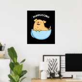 Pup puccino Funny Cappuccino Pun Dark BG Poster (Heimbüro)