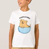 Pup puccino Funny Cappuccino Pun T-Shirt (Vorderseite)