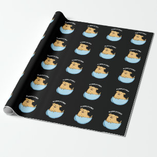 Pup puccino Funny Doggy Cappuccino Pun Dark BG Geschenkpapier