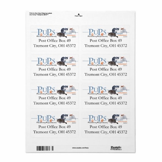 PUP-Rücksendeadressen-Aufkleber (Vorne)
