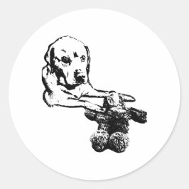 Pup with Teddy Bear | Dog Art Sticker