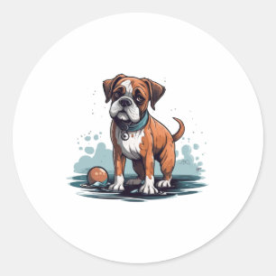 PupArt Design Boxershorts - Lustige Hundgrafik  Runder Aufkleber