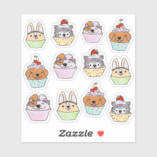 Pupcake Sticker-Set Aufkleber (Blatt)