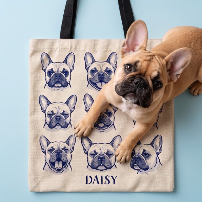Pupdoodle Classic Nine Pet Expression Sketch Tragetasche (Flat lay + oversized live pet)