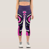 Puple Pink Tiki Capri Leggings (Vorderseite)