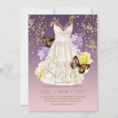 Puple rosa GoldGlitzer-KleiderRosen 16. Geburtstag Einladung (Vorderseite)