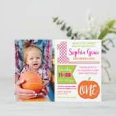 Pupmkin 1. Geburtstag Einladung mit Foto (Stehend Vorderseite)