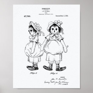 Puppe 1915 Patent Kunst Weißes Papier Poster