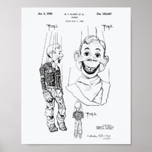 Puppe 1950 Patent Kunst Weißpapier Poster