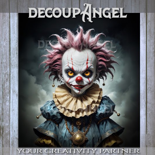 Puppe aus dunklem Whimsy-Dekoupage Seidenpapier