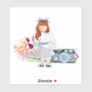 Puppe, Blume, Kamera Aufkleber