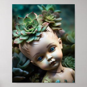 Puppe im Sukkulentengarten Poster
