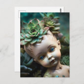 Puppe im Sukkulentgarten Postkarte (Vorne/Hinten)