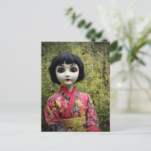 Puppe im Wald Postkarte (Stehend Vorderseite)