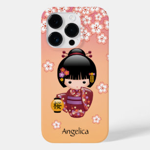 Puppe Kirschblütes Kokeshi - Geisha-Mädchen auf Case-Mate iPhone Hülle