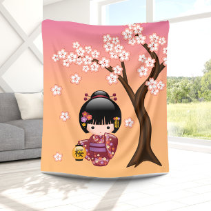Puppe Kirschblütes Kokeshi - Geisha-Mädchen auf Fleecedecke