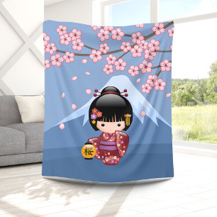 Puppe Kirschblütes Kokeshi - niedliches Fleecedecke