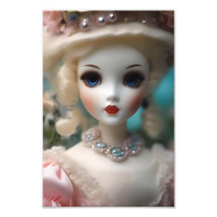 Puppe mit blauen Augen im Vintage-Look, Fotodruck