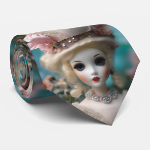 Puppe mit blauen Augen im Vintage-Look, Krawatte