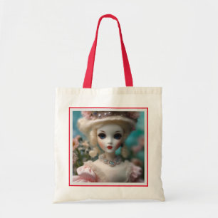 Puppe mit blauen Augen im Vintage-Look, Tragetasche