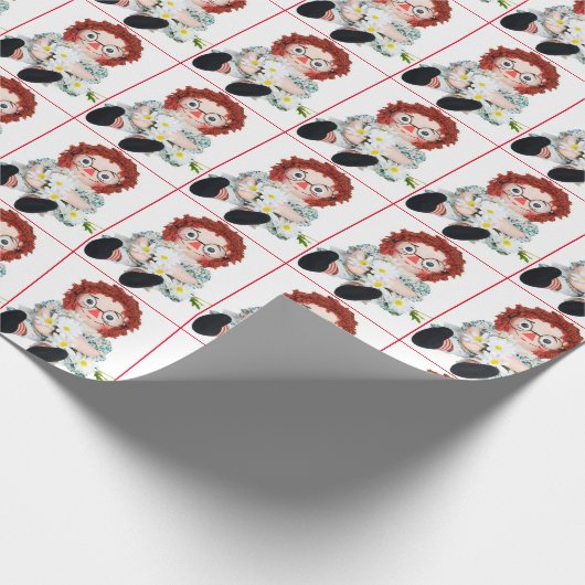 Puppe mit wütendem Bouquet Geschenkpapier (Ecke)