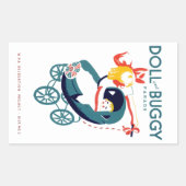 Puppe und Buggy Rechteckiger Aufkleber (Vorderseite)